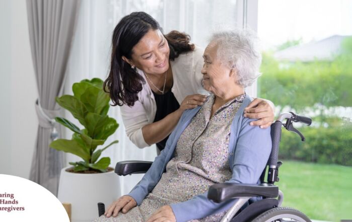 A mother, her daughter, and her mother embrace, representing the sandwich generation.