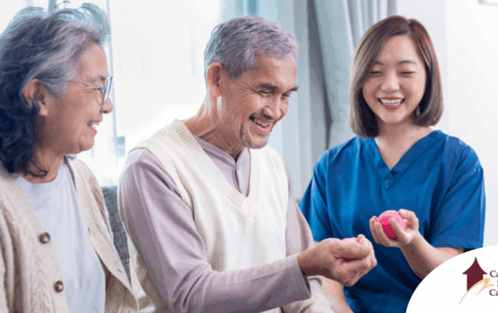 A caregiver provides home care services to manage arthritis.