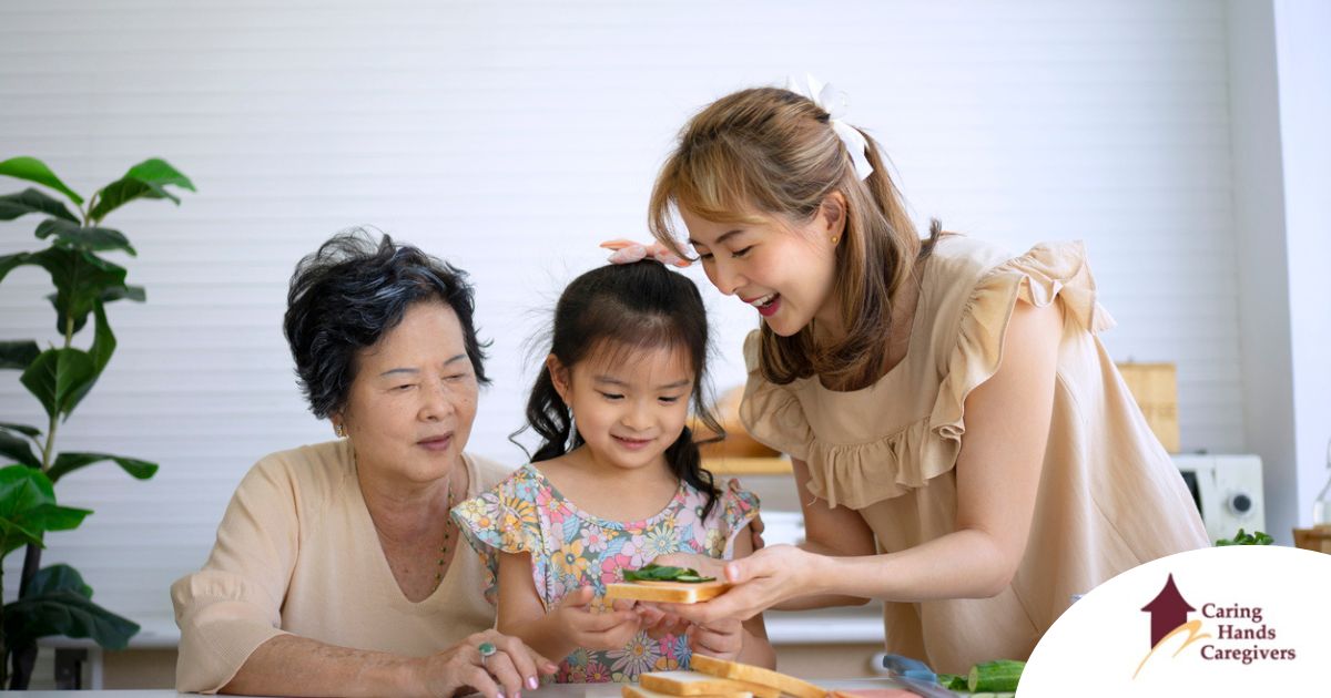 A sandwich generation caregiver in action.