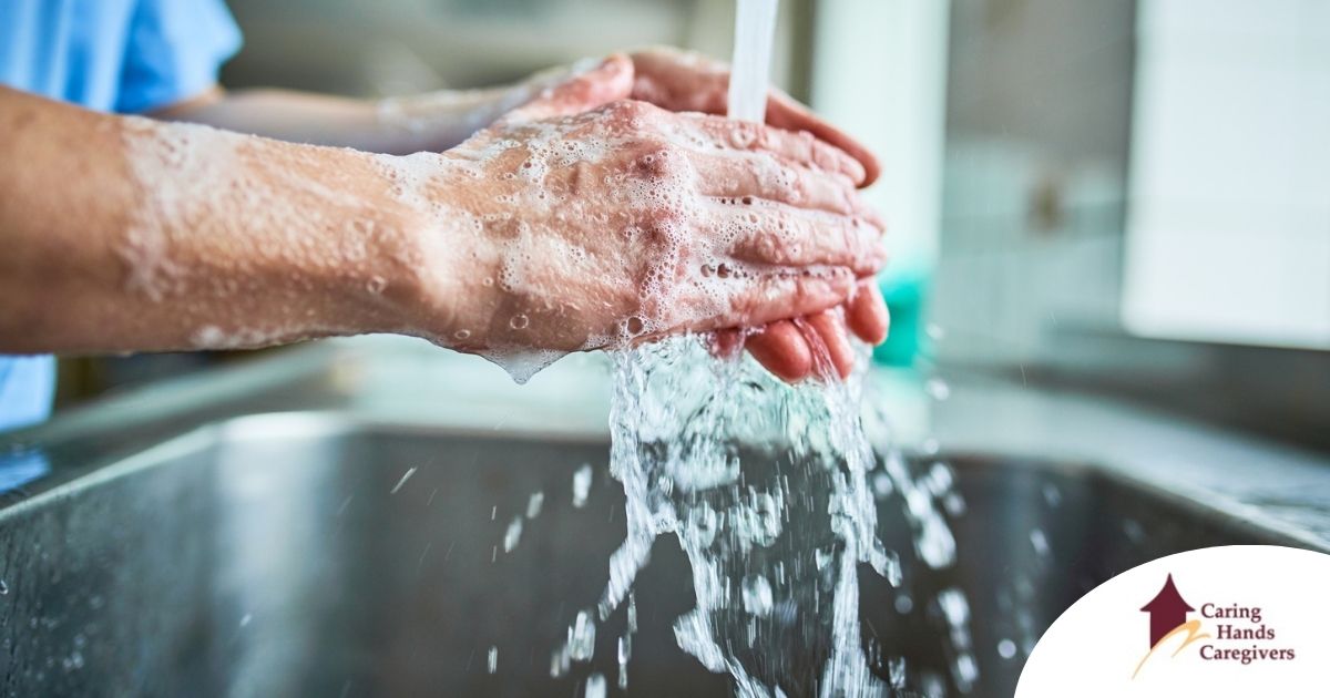 Observing hand hygiene as a part of caregiver wellness during flu season.